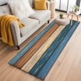 thumbnail image 3 of Runner Rug 2 x 6 Ft, Farmhouse Navy Blue Brown Washable Non-Slip Floor Mat for Kitchen Hallway/Entryway, Vintage Wooden Striped Long Kitchen Runner Area Rugs for Living Room, Low-Profile, 3 of 7