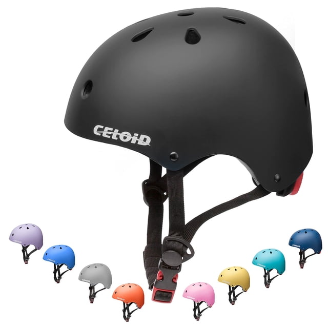 Casco de bicicleta para niños CELOID ajustable para 8 a 14 años, negro
