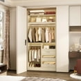 thumbnail image 6 of Homieasy 3FT Walk-in Closet System with 3 Drawers, 36'' Floor Standing Wardrobe Closet with 2 Hanging Rods & Storage Shelves, Heavy Duty Closet Tower for Bedroom & Closet, White Oak, 6 of 11