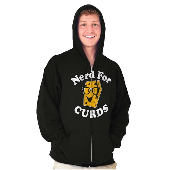 Nerd for Curds Wisconsin Cheese Lover Unisex Fleece Graphic Zip Up Hoodie Brisco Brands 2X