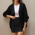 thumbnail image 6 of QUALFORT Women's 100% Cotton Cardigan Sweater, Oversized Long Sleeve Knit Button Front Cardigan with Pockets, Black L, 6 of 8