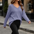 thumbnail image 2 of Bnwani Plus Size Long Sleeve Blouses for Women Waffle Pattern Loose Shirts Long Sleeve V-Neck Pullover Tops Elegant Purple S, 2 of 9