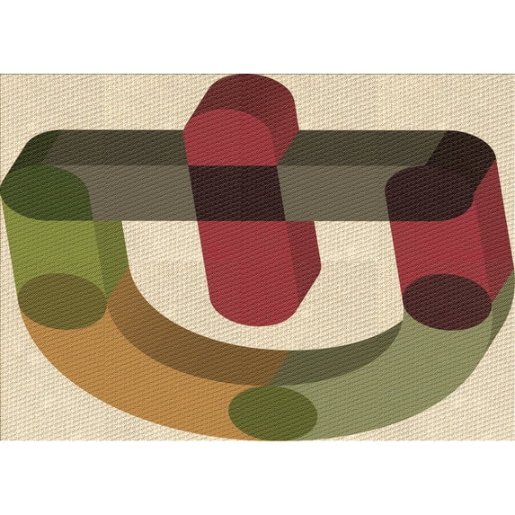 Ahgly Company Machine Washable Indoor Rectangle Transitional Ginger Brown Green Area Rugs, 8' x 10'