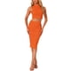 thumbnail image 2 of INSPIRAR CHIC Conjuntos de Falda de Dos Piezas para Mujeres, Top de Cuello Alto y Faldas Bodycon M Naranja, 2 of 6
