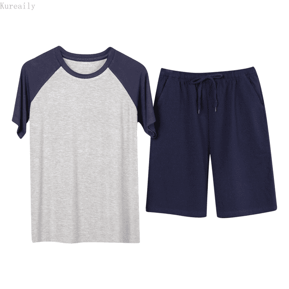 Kureaily Mens Summer Home Wear Casual Pajamas Home Set Mens Pajamas Set Shorts