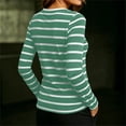 thumbnail image 3 of FAIWAD Women's Striped Tops V Neck Long Sleeve Slim Fitted Tee Shirts Workout Running Activewear, 3 of 5