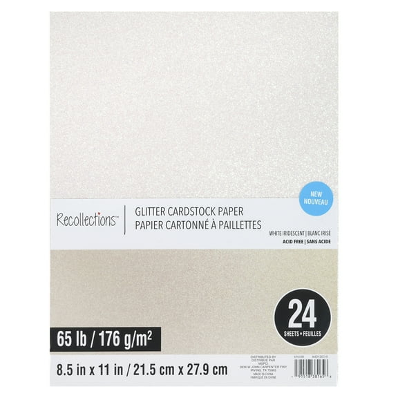 White Glitter Cardstock Paper by Recollections - 8.5" x 11"