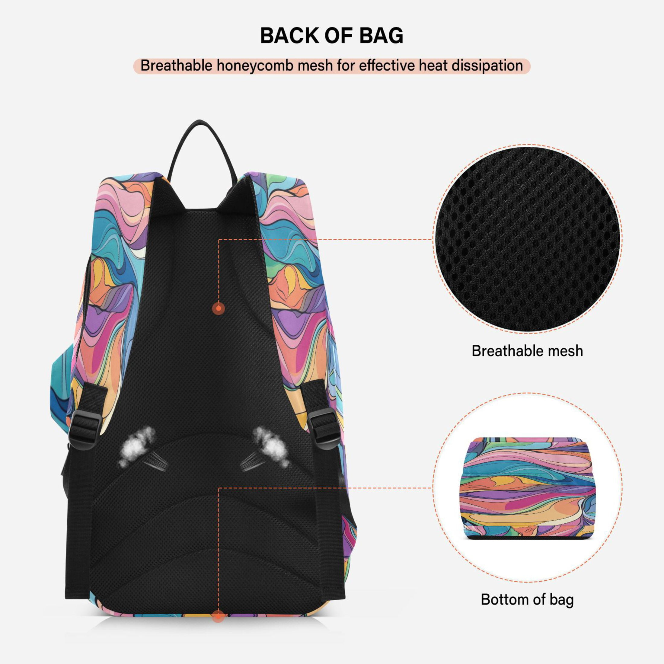 2 Racquet Holder Tennis Backpack Tennis Racket Covers Gym Bags Pastel Color Lines
