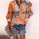 thumbnail image 2 of Blusa suelta de manga 3/4 con cuello en V y estampado de flores divertidas para mujer Fridja ghj987+632, 2 of 5