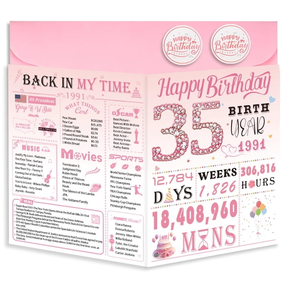 Tarjeta de cumpleaños OLOSONG para 35 cumpleaños, para mujer, con sobre