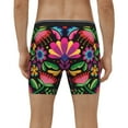 thumbnail image 4 of Xecao Colorful Floral Embroidery Mexican Print Boxer Briefs for Men's Stretch Moisture-Wicking Underwear, Mid-Rise Classics breathable fabric, 4 of 7