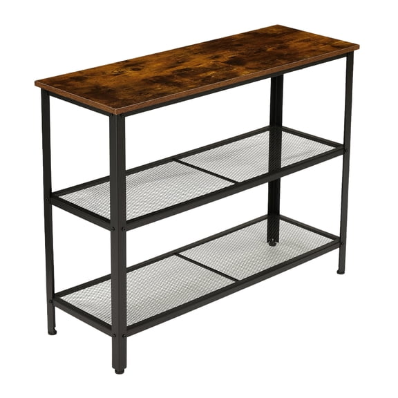 Industrial 40" Console Table for Living Room – 3-Tier Narrow Entryway Sofa Table with Storage Shelves, Rustic Wood & Metal Frame, Ideal for Hallway, Foyer, Apartment