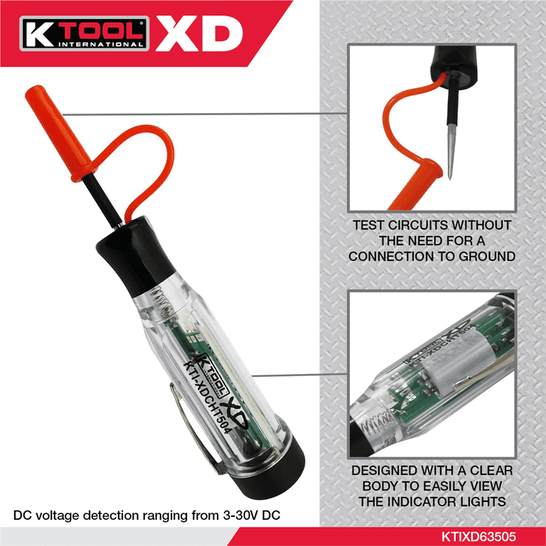 K Tool XDCHT504 Cordless Circuit Tester LED Polarity Audible Alert