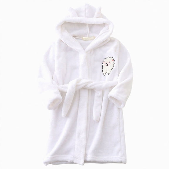 zuwimk Kids Bathrobe, Toddler Hooded Soft Towel Robe for Girls Boys Terry Cloth Robes Sleepwear(White,11-12 Years)