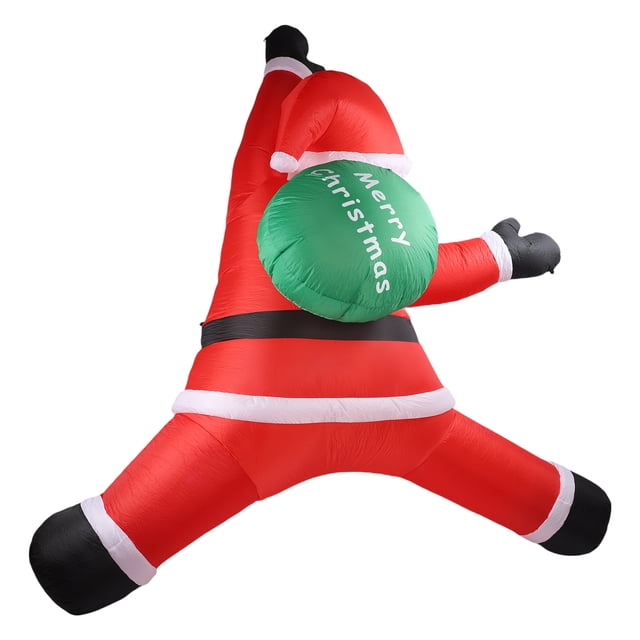 Decoración Al Aire Libre Inflable De Papá De Navidad De 5.9 Pies, Papá Trepador Con Bolsa De Decoración Explosiva Con Luz LED Incorporada, Para Pared De