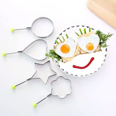 

Chicmine Stainless Steel Heart Shape Fried Egg Tool Star Round Shape Omelet Mold Cookie Biscuit Baking Mould for Kitchen Home