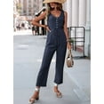 thumbnail image 5 of Womens Jumpsuits Dressy Summer Sleeveless U-Neck Casual Wide Leg Long Pants Rompers 2025 Navy blue S, 5 of 9