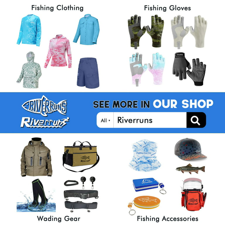 Riverruns Fingerless Fishing Gloves- Fishing Sun Gloves- UV Protection  Gloves Men and Women Fishing, Boating, Kayaking, Hiking, Running, Cycling  and Driving 