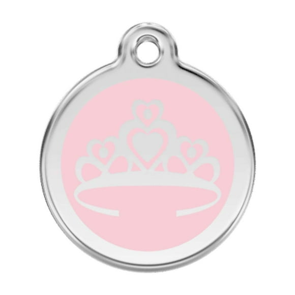 K9 Palace RedDingo Enamel pet id tag, Medium, Crown, Pink