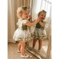 thumbnail image 4 of BemeyourBBs Baby Girls First Birthday Outfit 1st Birthday Party Dress Newborn Fairy Tulle Tutu Romper Dress Fly Sleeve Floral Embroidery Ribbed Bodysuit Princess Party Cake Smash Dresses Headband, 4 of 9