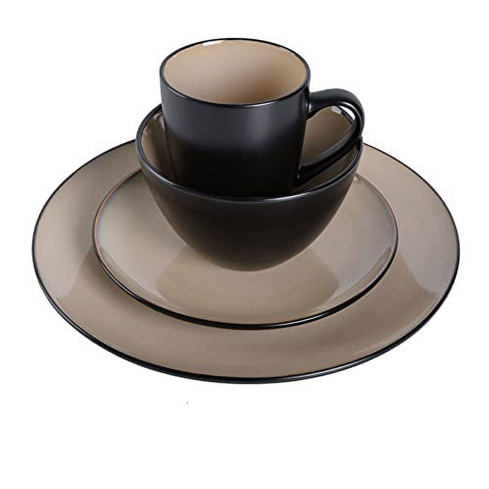 Gibson Soho Lounge Round 16-Piece Dinnerware Set - Taupe