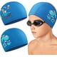 thumbnail image 4 of Gorros de natación KEWITY para niños 2 uds impermeable pelo largo y corto, 4 of 5