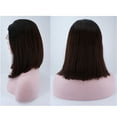 thumbnail image 3 of Unique Bargains Lace Front Wigs Medium Long Straight Bob for Women Lady Dark Brown, 3 of 8