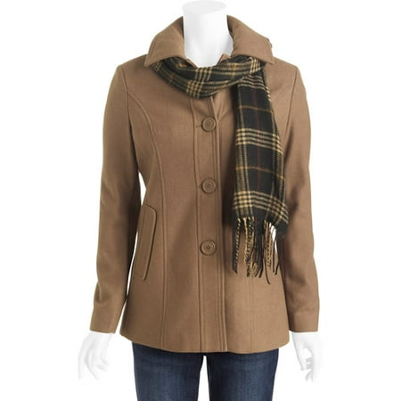 White Stag - Women's Wool Blend Coat with Bonus Scarf - Walmart.com