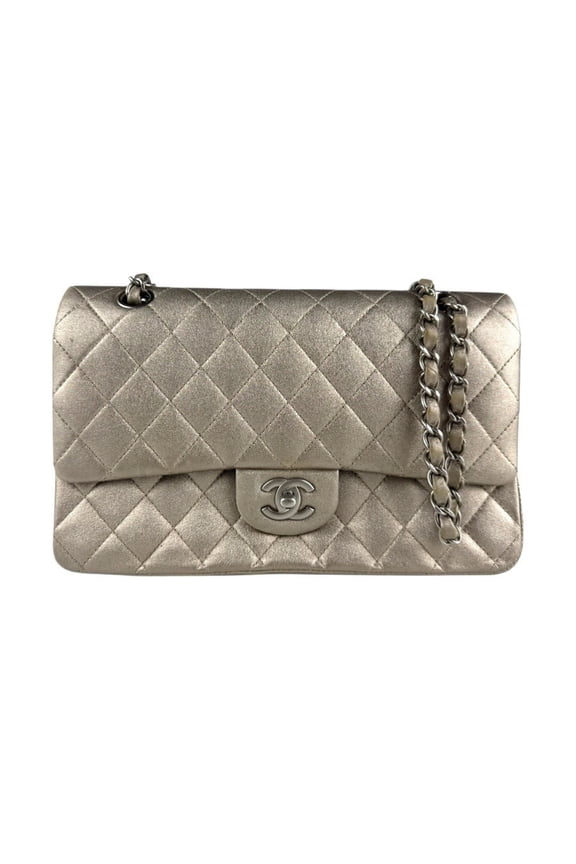 Pre-Owned CHANEL Matelasse Shoulder Bag with Double Flap, Leather/Metal, Champagne... (Good)