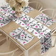 thumbnail image 2 of Ambesonne Paris Table Runner & Placemats, Pink Kiss Eiffel Love, Placemat 4 pcs + Runner 16"x72", White Black Pink, 2 of 2
