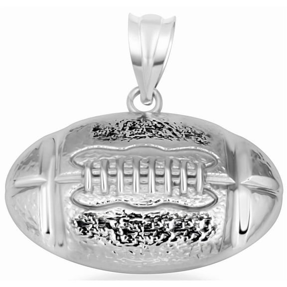 .925 Sterling Silver Football Necklace Pendant (Pendant Only)