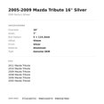 thumbnail image 2 of 2005-2009 Mazda Tribute 16" Silver OEM Factory Wheel Rim 5T241007CC, 2 of 2