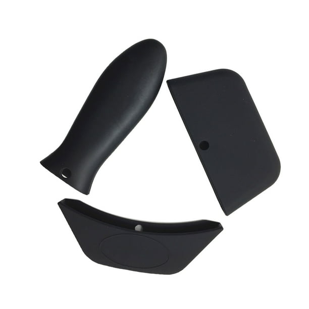 Inteprter Protector de mango de 3 piezas con aislamiento térmico antideformación, manga de agarre, olla protectora, accesorio de cocina, Herramientas y accesorios para hornear Negro