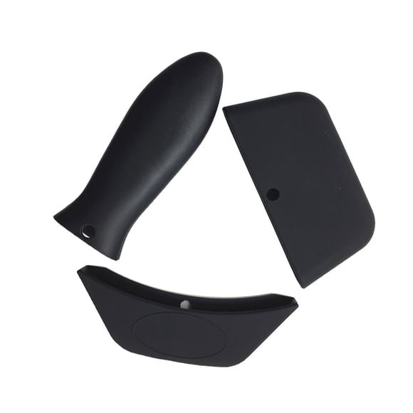 Injueey Protector de mango de 3 piezas con aislamiento térmico antideformación, manga de agarre, olla protectora, accesorio de cocina, Herramientas y accesorios para hornear Negro