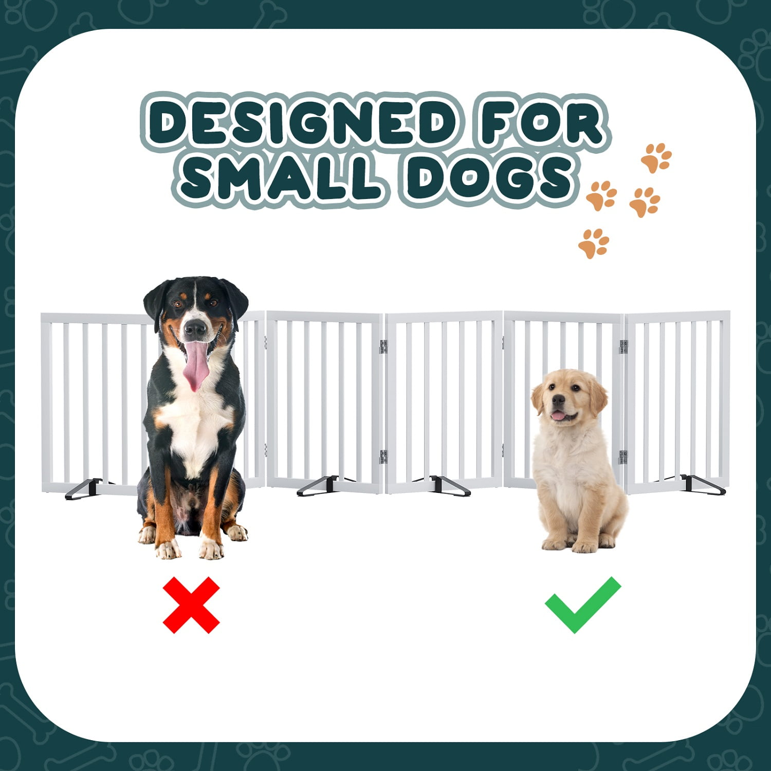 Algherohein Dog Gate for Inside,Bamboo Freestanding Pet Gate for Doorways,Indoor, 24" Black