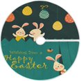 thumbnail image 1 of FMSHPON Easter Tree Skirt Colorful Eggs Bunny Xmas Christmas Tree Skirt Stand Mat for Holiday Party Decoration Indoor Outdoor 48 inches, 1 of 6