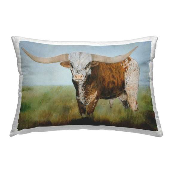 Stupell Industries Spotted Longhorn Gaze Decorative Printed Throw Pillow Design by Kathy Winkler .