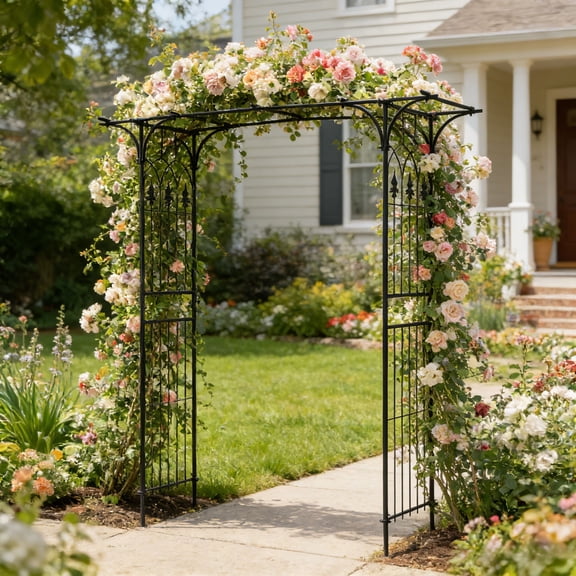 SalonMore Metal Garden Arch 6.8 Ft Garden Arbor for Climbing Plant Outdoor Wedding