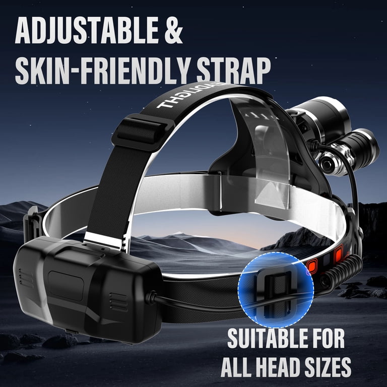 DAYBETTER 3LED Headlamp Rechargeable, 1200LM/1600mAh/4Modes Head