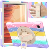 Galaxy Tab A7 10.4 Case 2020, Heavy Duty Shockproof Kids Case with Hand Strap, Rotating Kickstand for Samsung Galaxy Tab A7 10.4 Inch 2020 Model SM-T500 SM-T505 SM-T507 - Rainbow Pink