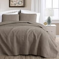 thumbnail image 2 of Chezmoi Collection Austin Queen Oversized Bedspread Set, 3-Piece Lightweight Microfiber Quilted Coverlet for All Seasons, Taupe, 2 of 9