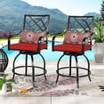 thumbnail image 2 of SOLAURA 2 Piece Outdoor Swivel Bar Stools Patio Metal Height Bistro Chairs with Cushions, 2 of 7
