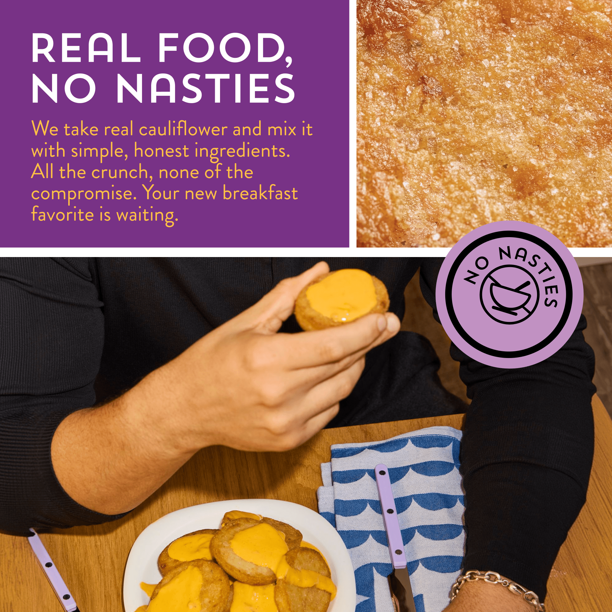 Strong Roots Cauliflower Hash Brown Patties, Vegan and Gluten Free, 13.22 oz (Frozen)