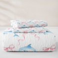thumbnail image 5 of jejeloiu Watercolor Dolphin Bow Bed Spread Queen For Girls,Sweet Nautical Theme Queen Coverlet Set,Pastel Blue,3pcs, 5 of 7