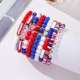 thumbnail image 2 of MLYeeWf 4th of July Independence Day Beaded Stretch Bracelets Red White Blue Bracelets for Women Man, 6.69Inch, 2 of 5