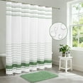 thumbnail image 2 of FRAMICS Striped Tassel Shower Curtain Sets with Bath Rug, Boho Farmhouse Water-Repellent Fabric Bathroom Sets with Hooks, Slub Textured Design, 72" x 72", Sage Green, 2 of 9