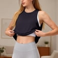 thumbnail image 5 of Aihuaihua Women's Pleated Cropped Sports Tank Tops Sleeveless Running Workout Tops Active Yoga Tops Shirts 2026 Fasion Dark Blue M, 5 of 8