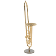 thumbnail image 2 of 4 Pcs 12cm Miniature Pure Copper Trombone Model with Support Mini Musical Instrument Model with Black Leather Box, 2 of 5