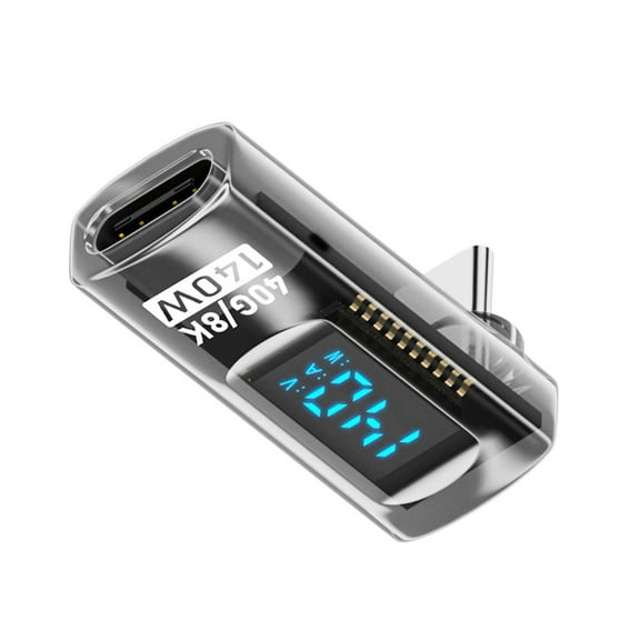 FVH Type-C Smart LED Display USB-C Male to Female Extension Adapter USB4.0 40Gbps 140W Up Down Angled 90 Degree Current Voltage Monitoring