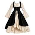 thumbnail image 3 of LEKWK Renaissance Dress Women Plus Size Lace Up Corset Ruffled Medieval Pirate Costume Off Shoulder Bell Long Sleeve Ren Faire Dresses, 3 of 5